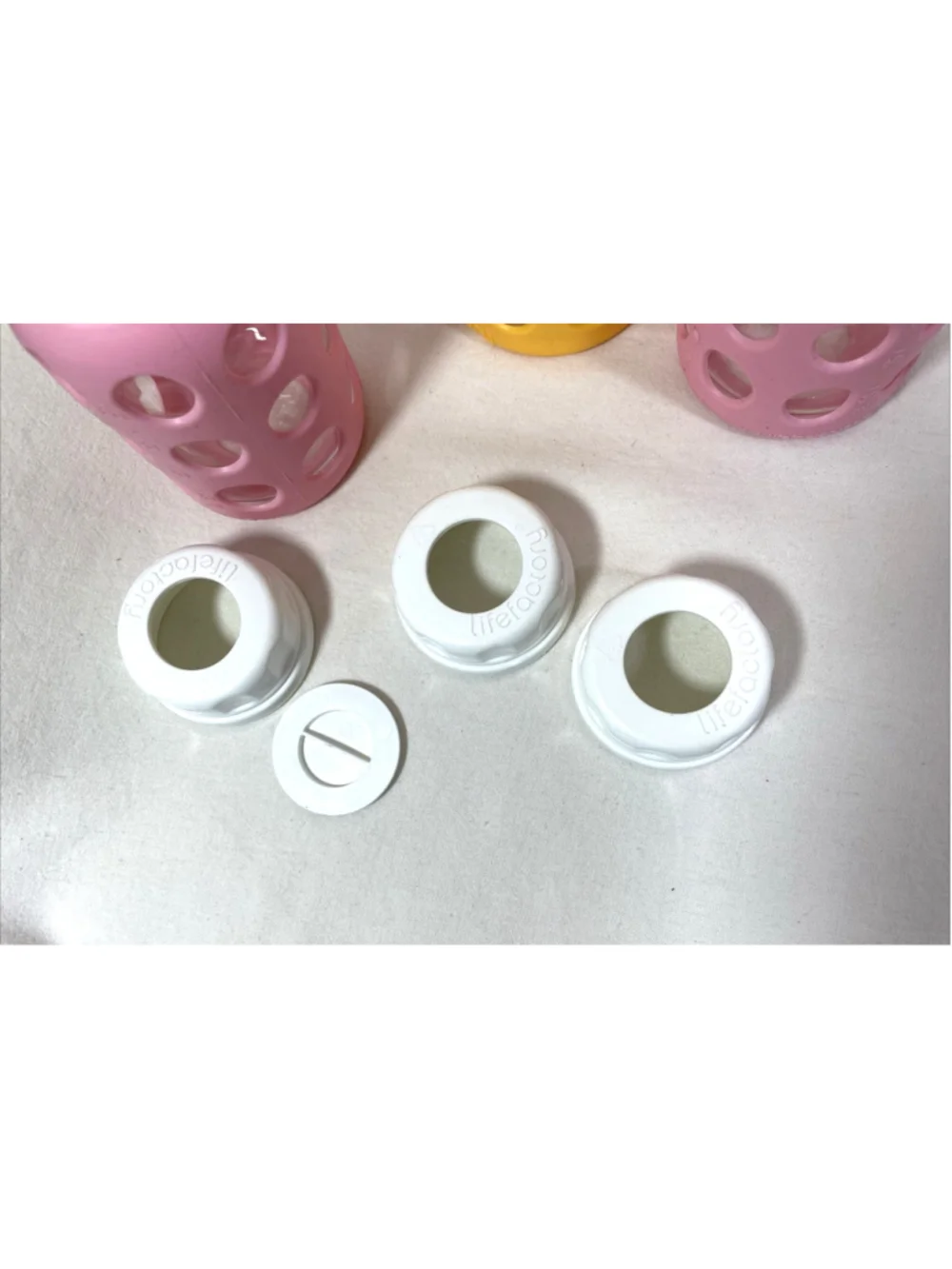 LIFE FACTORY Glass Baby Bottles W/Lids & Silicone Sleeves 4 & 9 Ounce Lot of 3